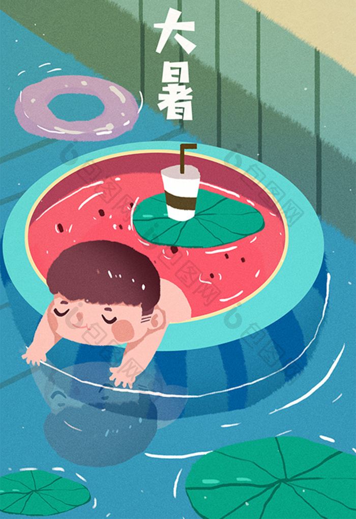游泳海报游泳插画男孩模版