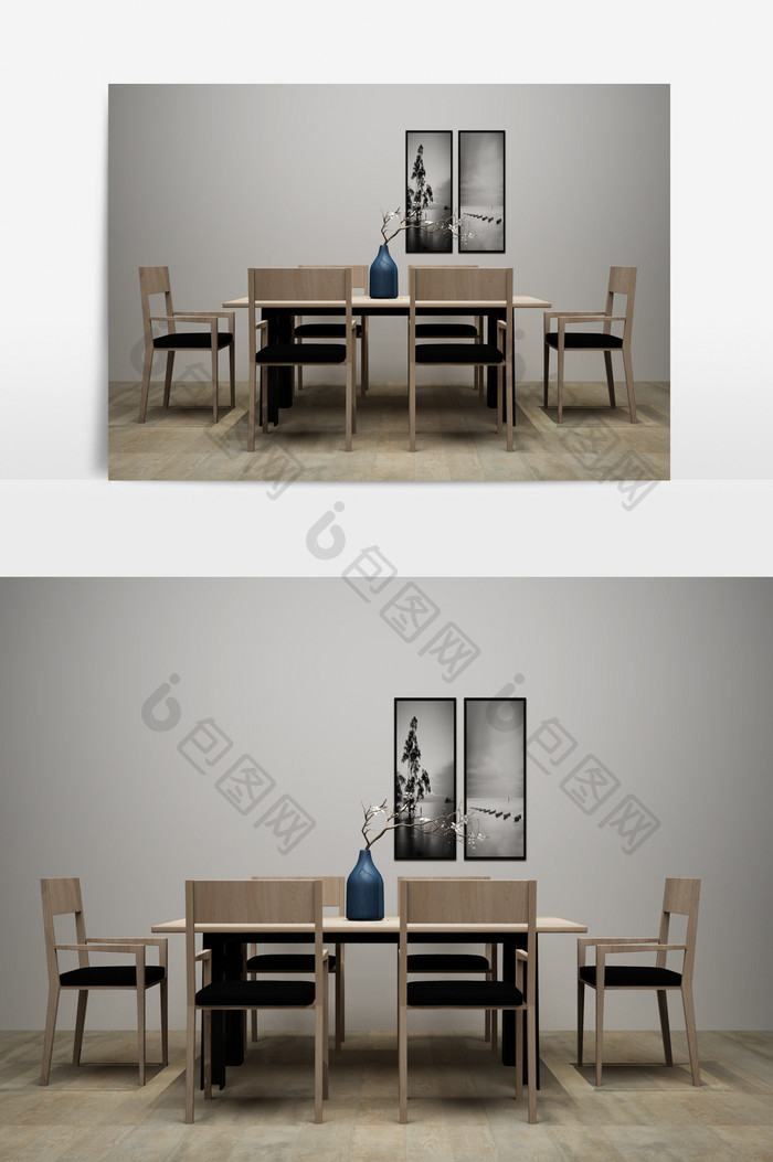 现代简约餐桌组合3D模型