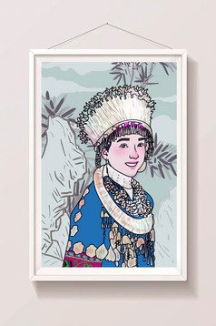 中国传统文化门神秦叔宝中国风插画