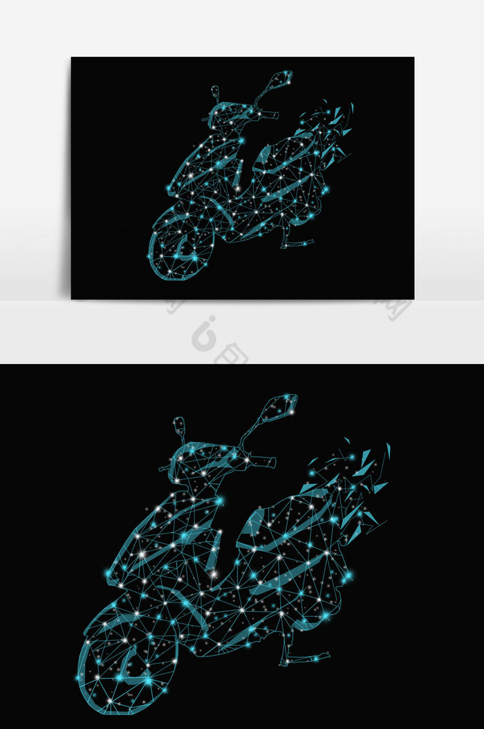 点线科技电动摩托车插画图片图片