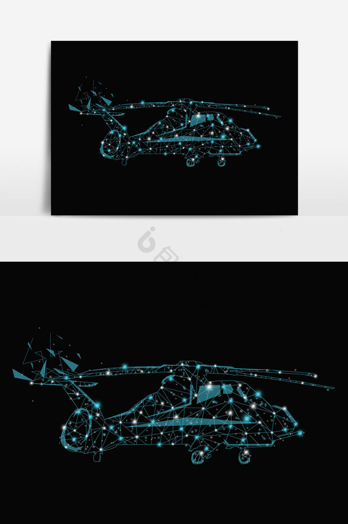 点线科技直升飞机插画图片