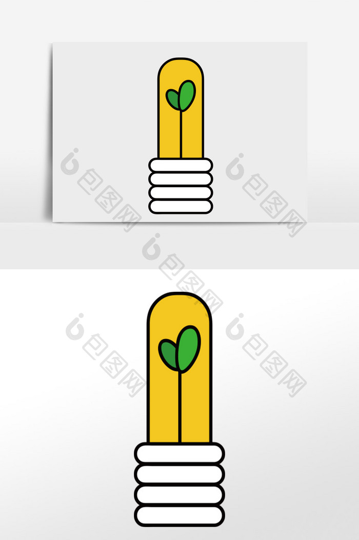 黄色可爱卡通矢量创意灯泡元素插画