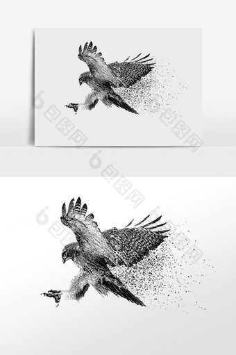粒子风捕猎的老鹰插画元素图片