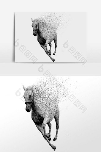 粒子风奔驰的骏马插画元素图片