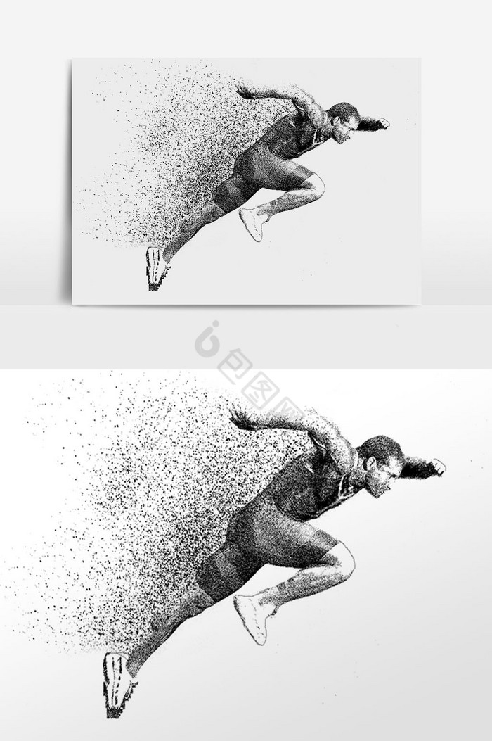粒子风奔跑人物插画图片