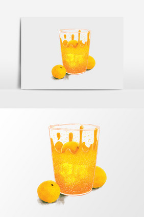 卡通手绘橘子橙汁