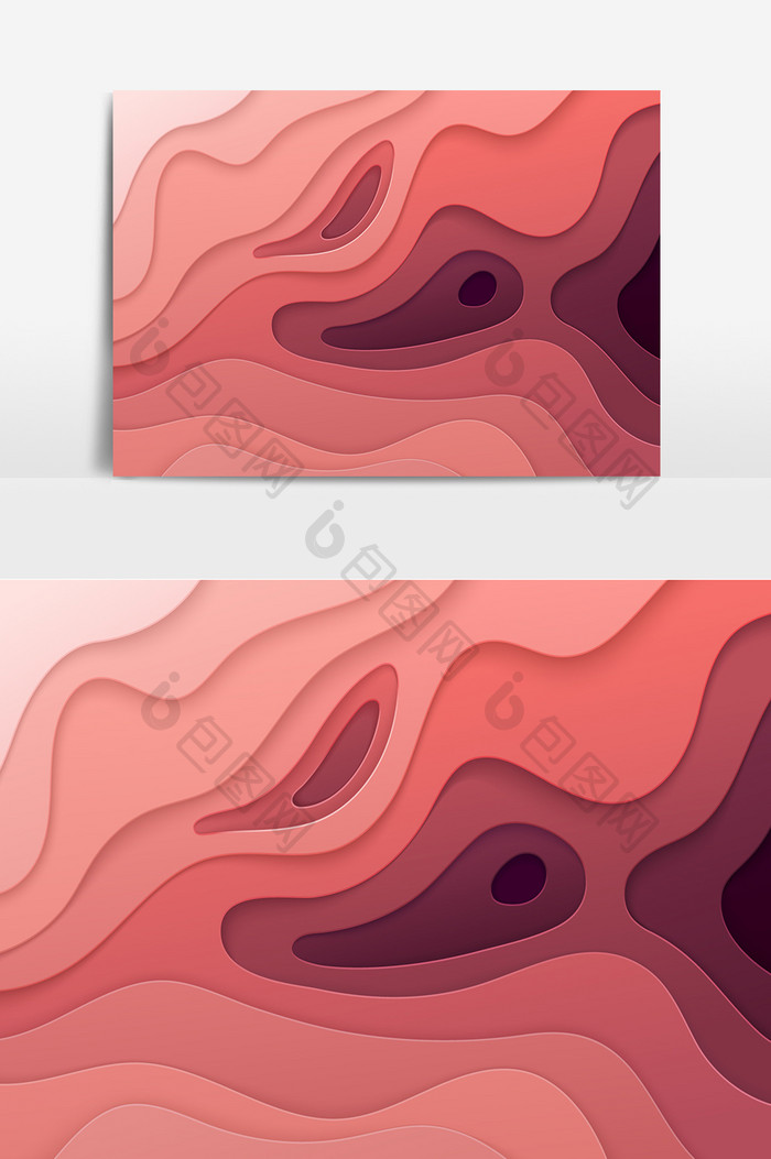 剪纸风创意抽象几何背景元素红色系