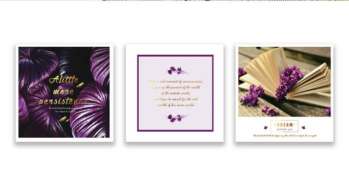 北欧风时尚简约紫色植物花卉风景金箔装饰画