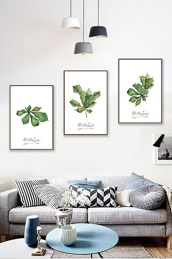 手绘中国风植物树叶装饰画图片