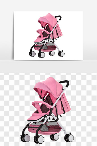 粉色的婴儿推车免扣元素图片