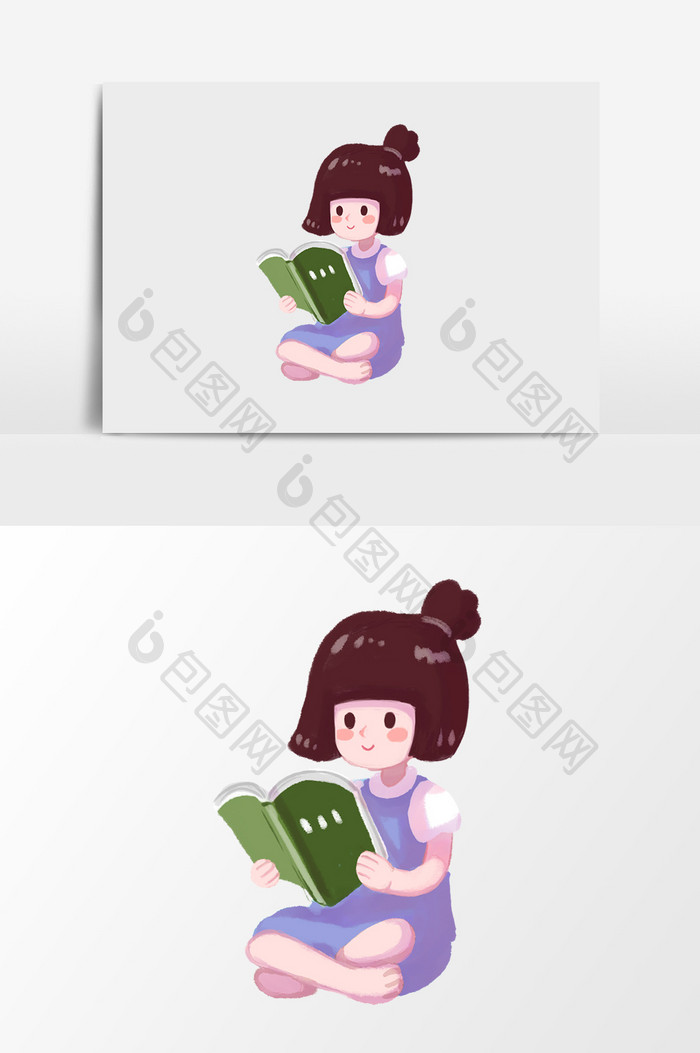 可爱女孩看书素材