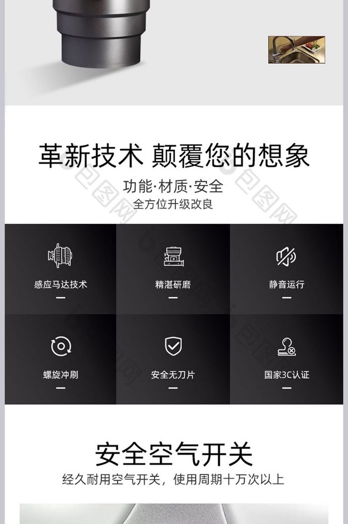 厨房食物垃圾处理器淘宝详情页模板