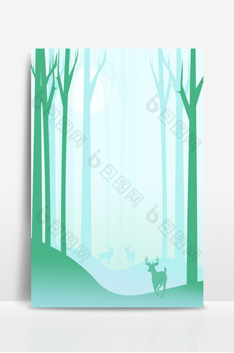 手绘梦幻森林设计背景图图片