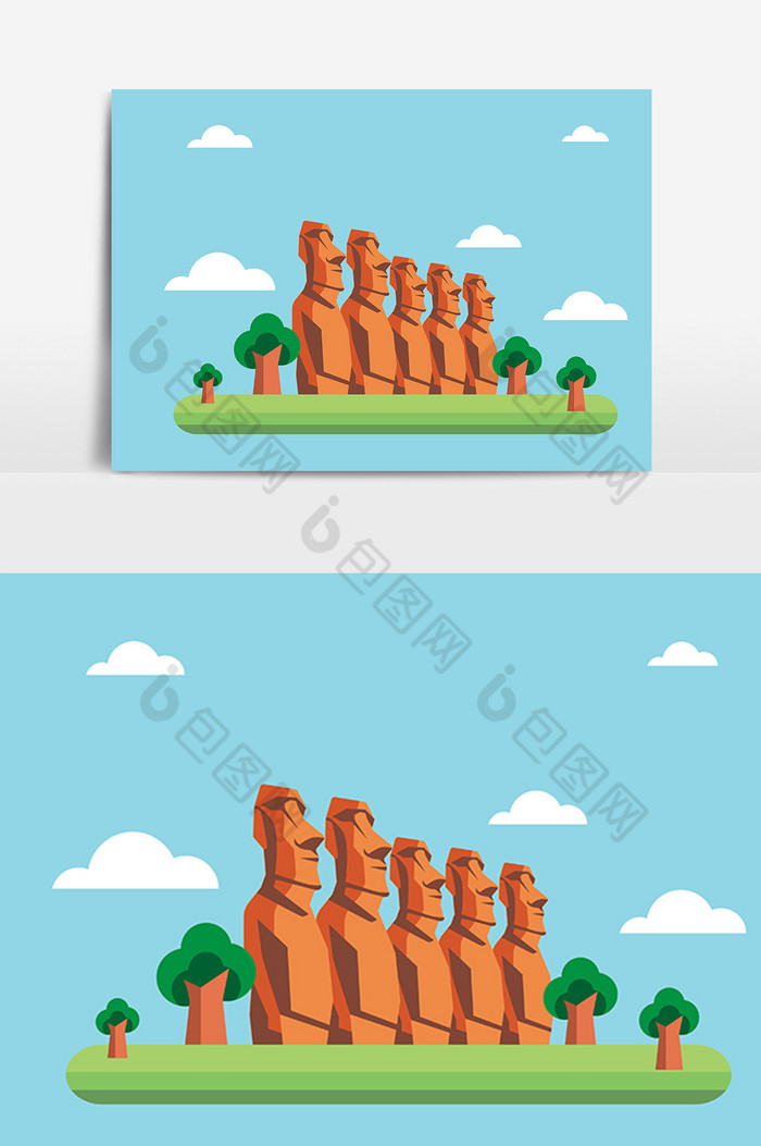 复活岛雕像插画图片图片
