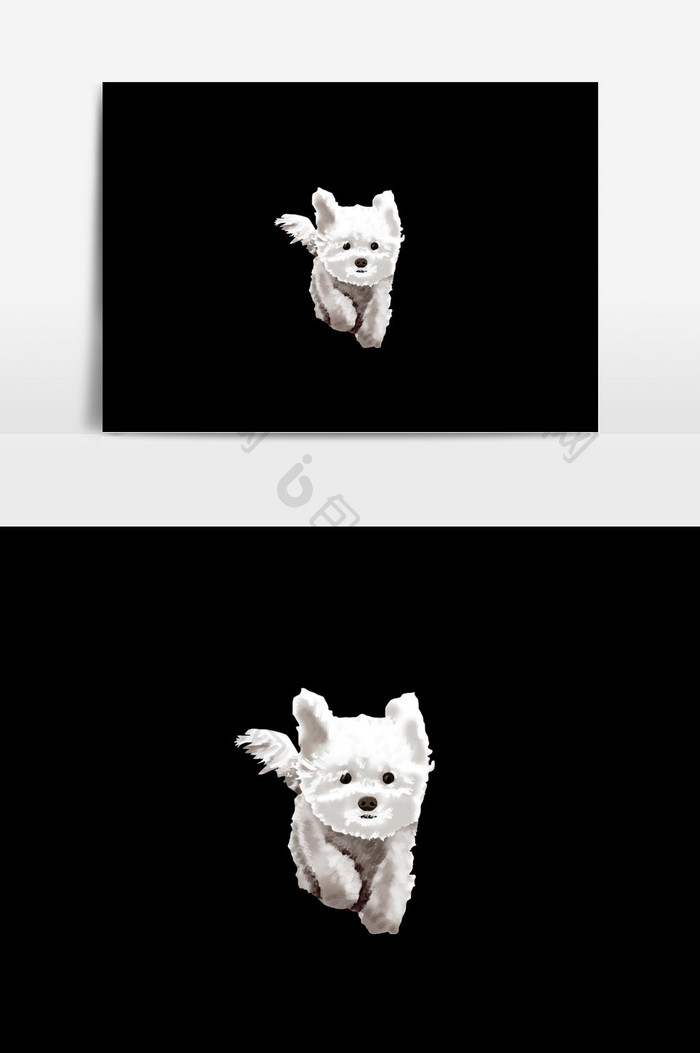 白色小狗素材插画