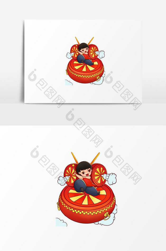 中国传统鼓素材插画
