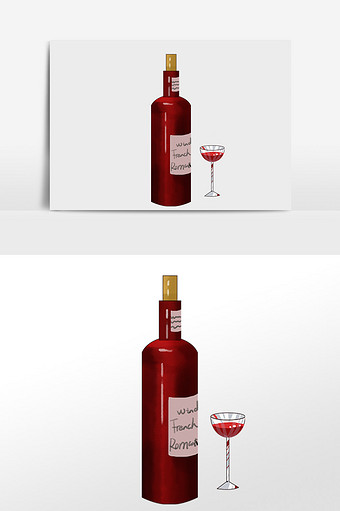 红酒酒杯插画素材图片