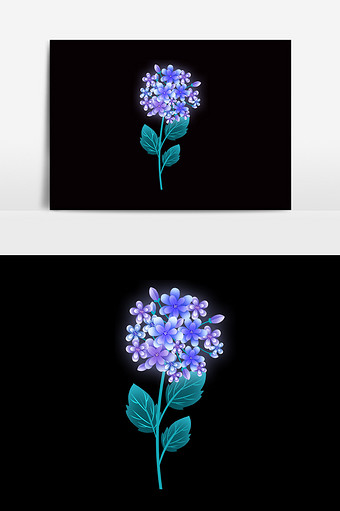 蓝色手绘花卉素材图片