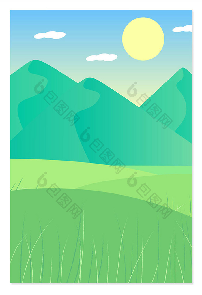 草地太阳设计背景图