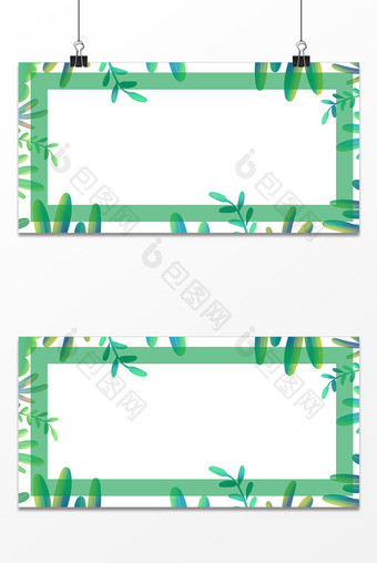 绿色叶子花框设计背景图图片
