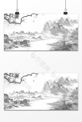 中国墨笔设计元素图片