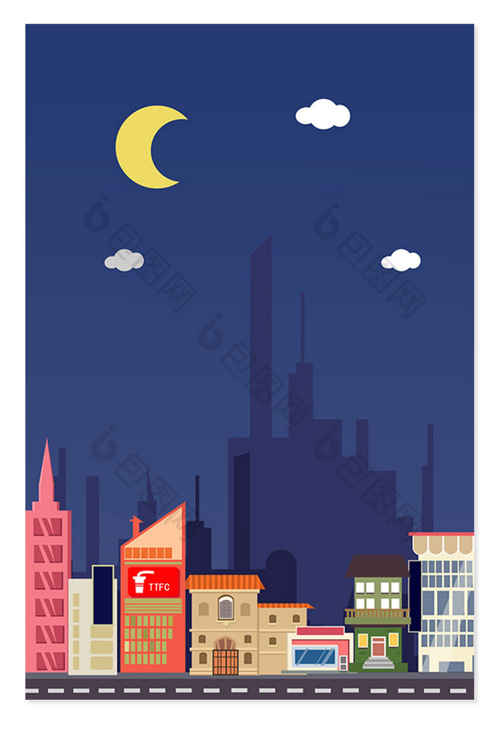 城市夜景设计背景图