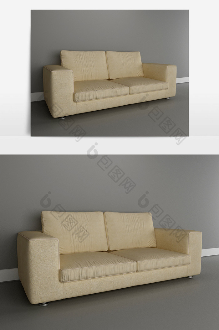 米色沙发max 家具模型