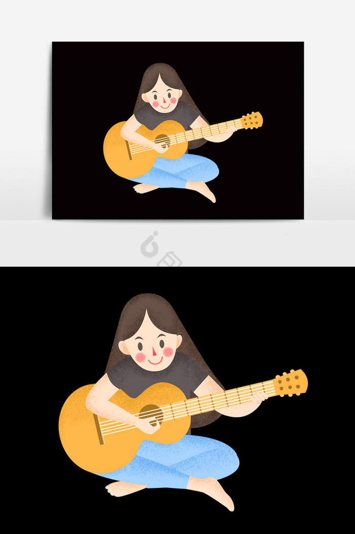 弹吉他少女图片