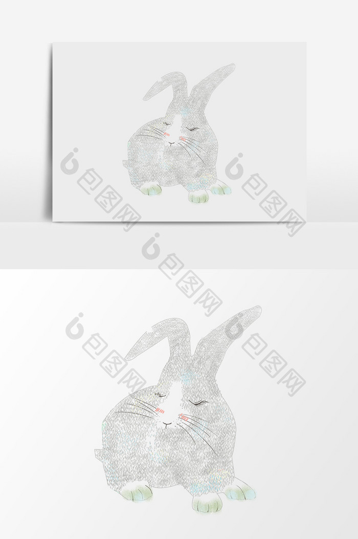 黑白兔子熊猫兔兔子手绘图片