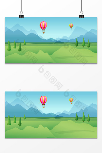 热气球小清新设计背景图图片