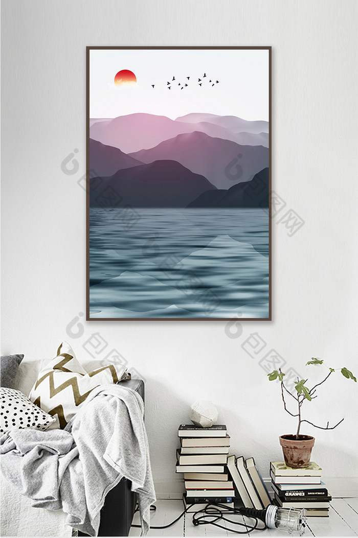 意境山水风光新中式装饰画-意境山水风光新中式装饰画效果图-【包图网】