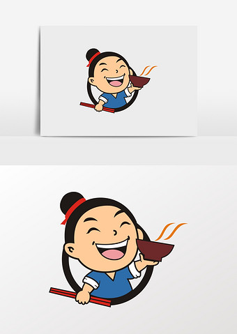 卡通餐饮小二中餐logo图片下载