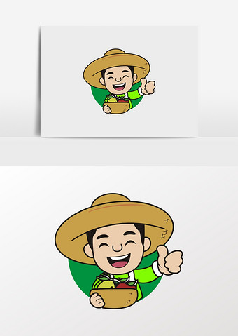 卡通农民小哥水果logo图片下载