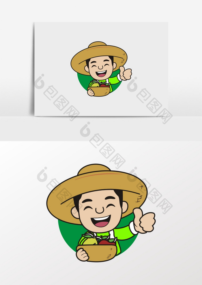 卡通农民小哥水果logo