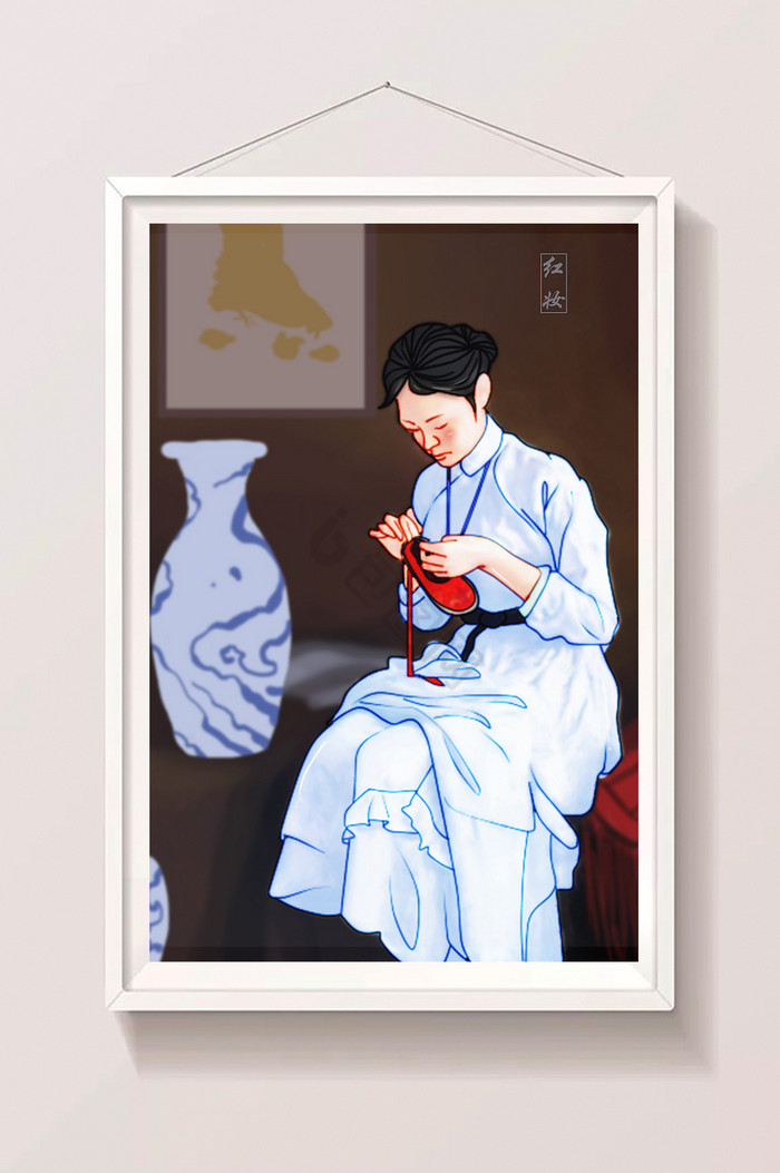 中国文化红妆文化插画图片