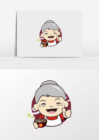 卡通老奶奶面条早餐店logo图片下载