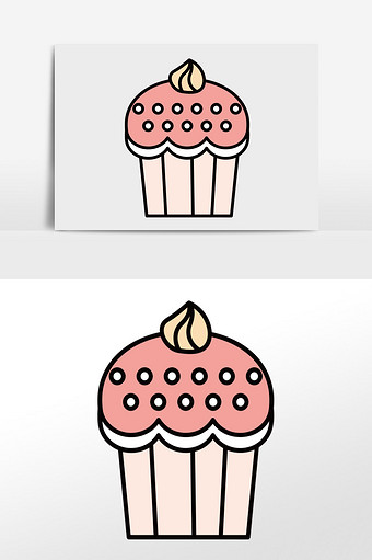 卡通矢量小清新可爱蛋糕食物食材元素插画图片