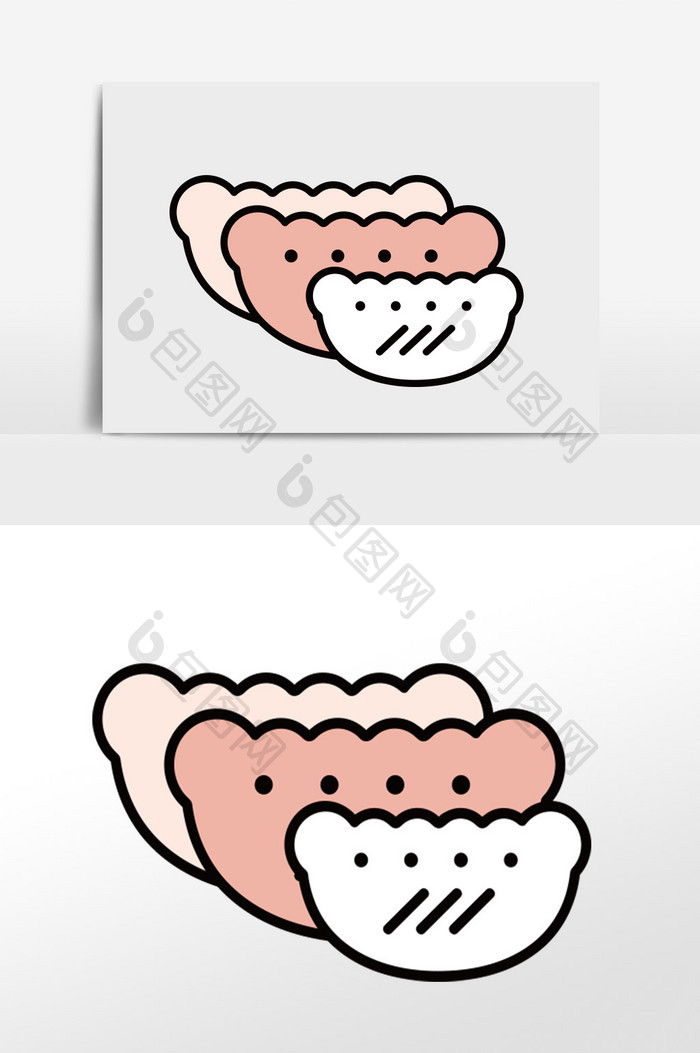 卡通矢量小清新可爱水饺子食物食材元素插画