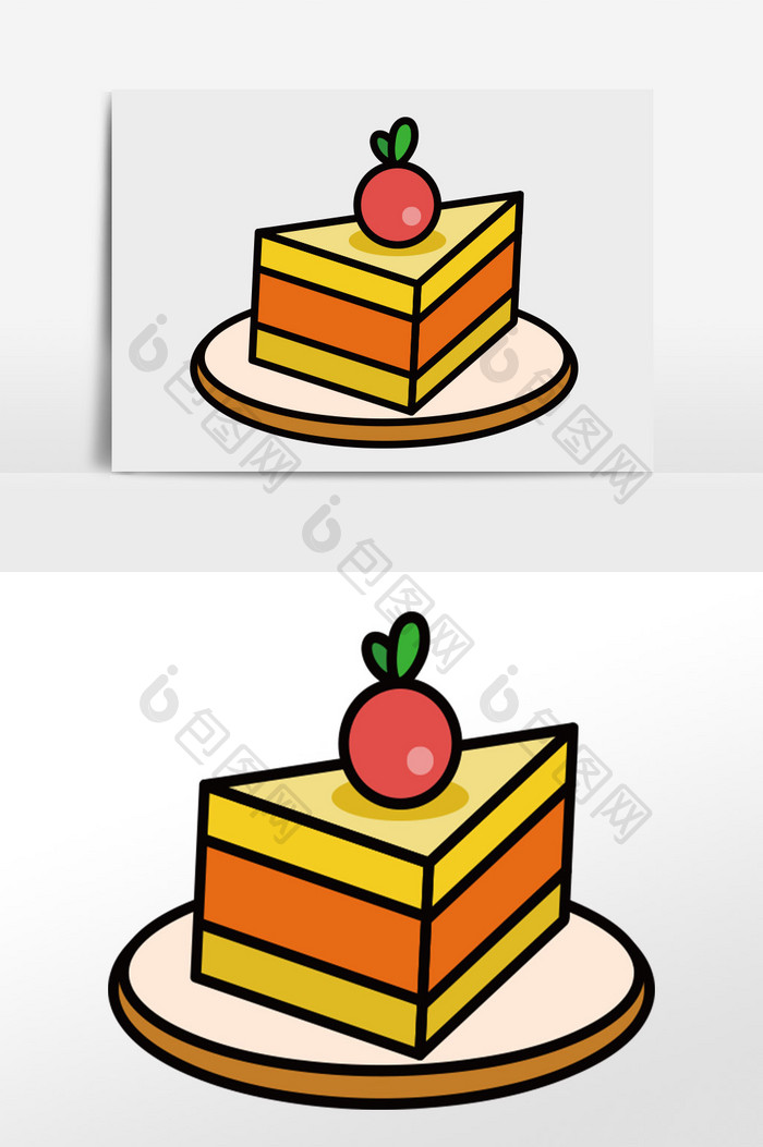 卡通矢量小清新可爱甜蛋糕食物食材元素插画