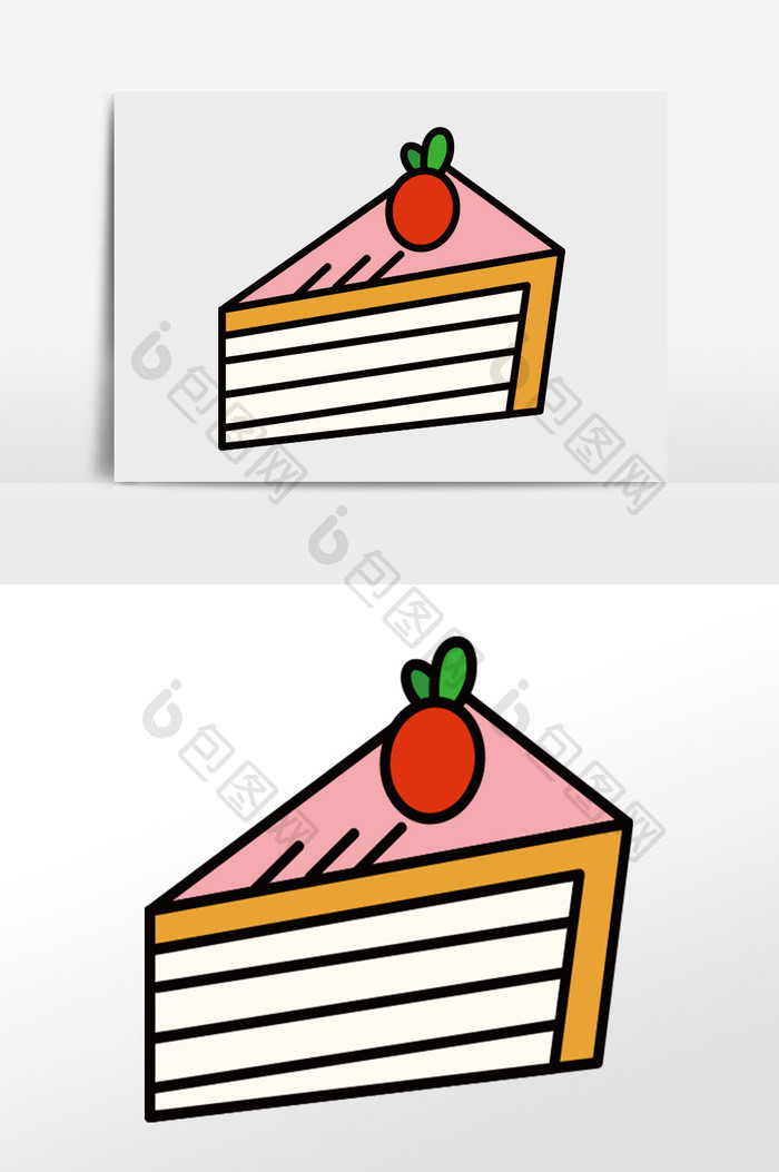 卡通矢量小清新可爱蛋糕食物美食元素插画