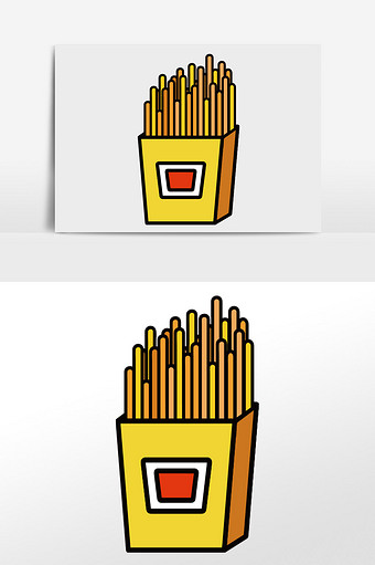 卡通矢量小清新薯条马铃薯食物食材元素插画图片
