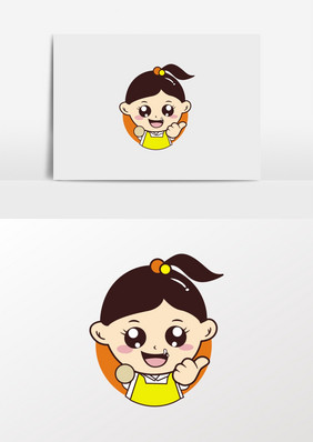 卡通小女孩零食小吃食品logo