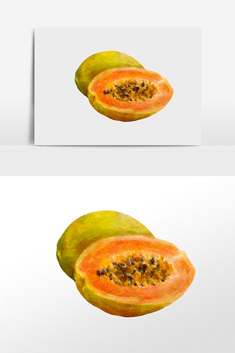 水彩手绘水果素材木瓜图片