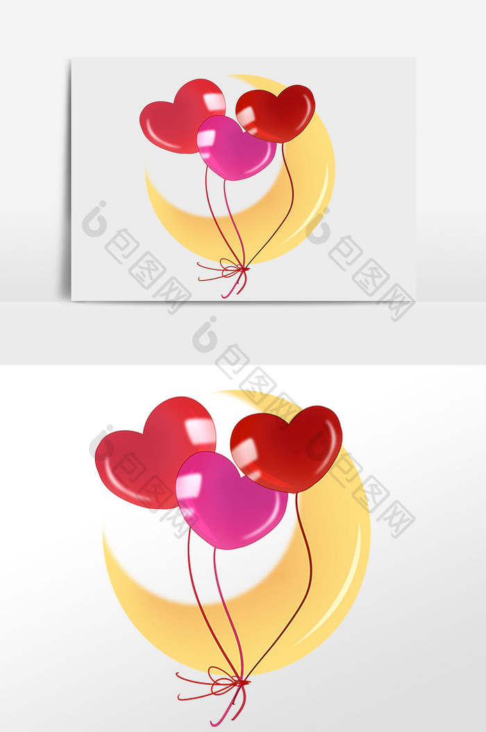 手绘彩色气球月牙插画元素