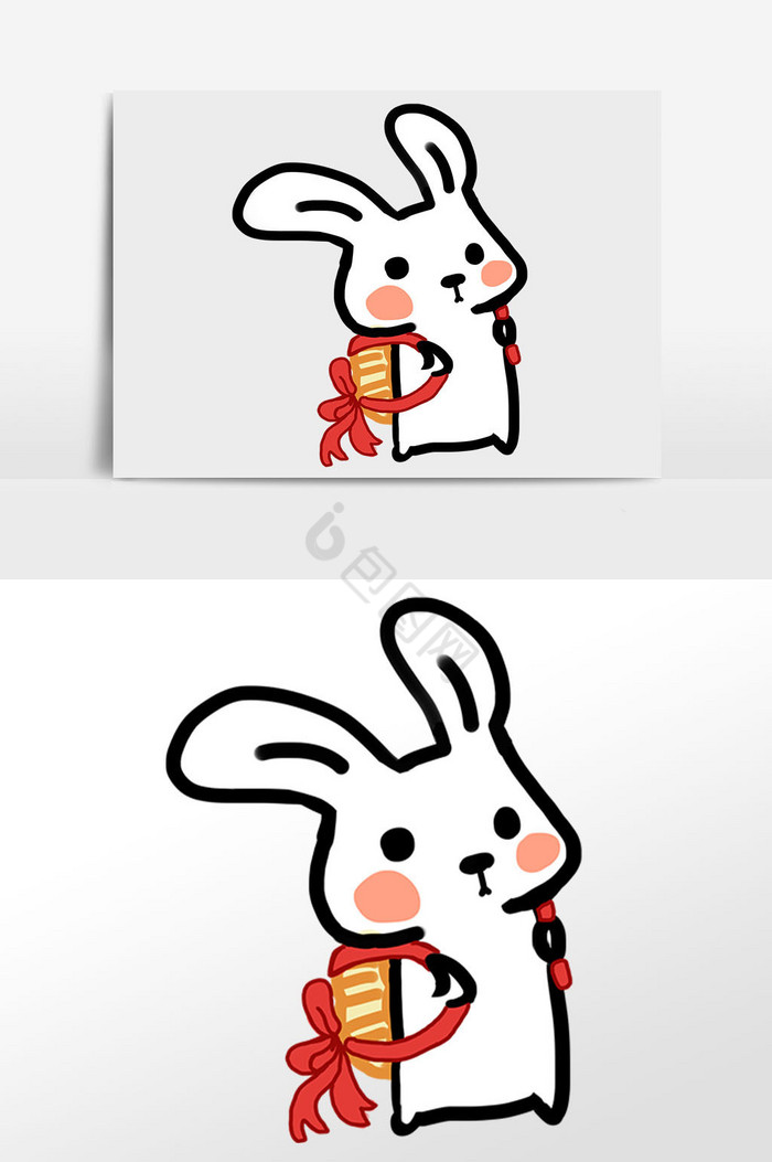 兔子背月饼插画图片