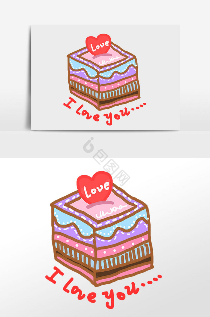 爱情蛋糕插画图片