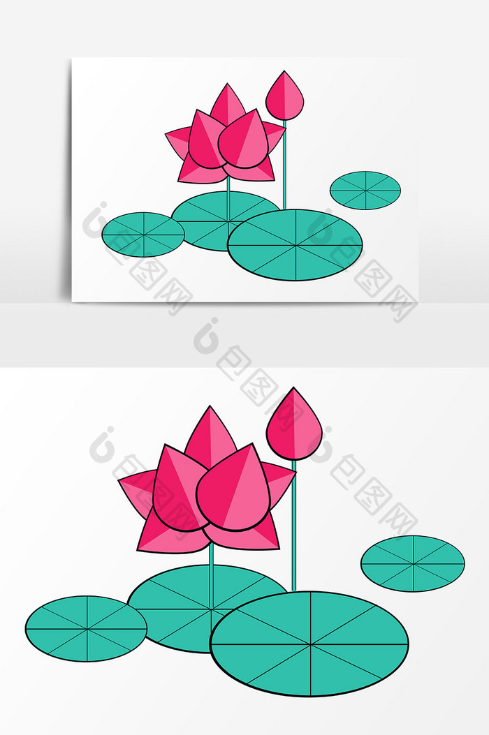 矢量的夏季荷花装饰画