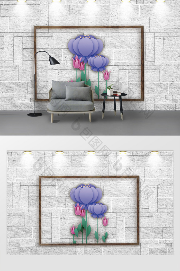 新现代简约画框花朵背景墙