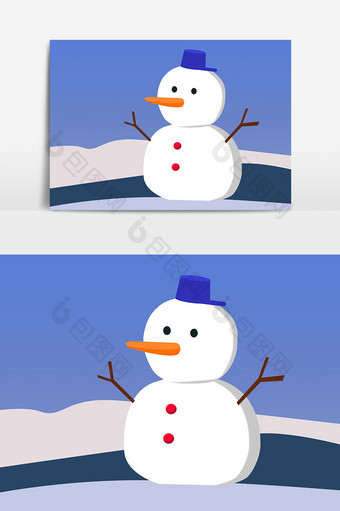 矢量冬季堆出的雪人图片