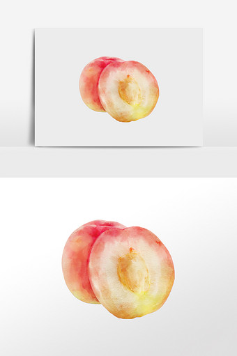 水彩手绘水果素材桃子图片